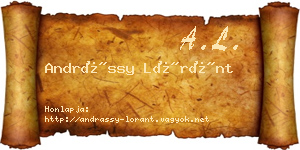 Andrássy Lóránt névjegykártya